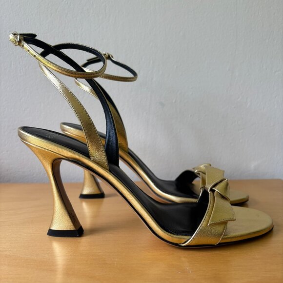 Alexandre Birman Clarita Bell 85MM Metallic Leather Sandals in Golden - Picture 3 of 7